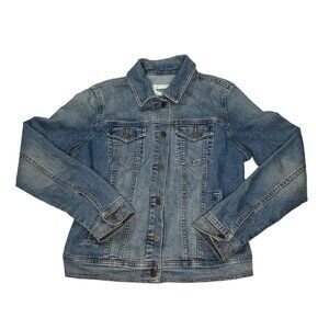 Old Navy Jacket Womens Medium Blue Jean Denim Button Front Causal Cropped